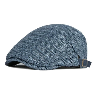 Hombres Tejido Sombrero Verano Gorra Plana Boina de Newsboy Sólida Hiedra Cabbie Conducir Nuevo - Imagen 1 de 20