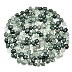 AAA++ Natural Green Rutilated Quartz Cabochons 5 Pcs Lot Loose Rutile Gemstone - Picture 1 of 6