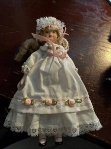 Vintage Porcelain Doll Curls and lace dress - Picture 1 of 7