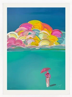 Peter Max "Umbrella Man With Rainbow Sky" 1990 | Serigrafía grande firmada | 45x36" Foto 1 de 4