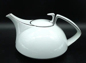 Rosenthal TAC weiß mit Platin Teekanne Walter Gropius 18 cm silber Porzellan - Bild 1 von 9