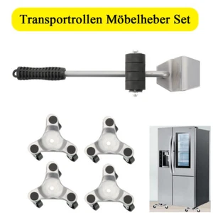 Transportrollen Möbelheber Set bis 400KG Schwerlastrollen Lenkrolle Möbelrollen - Bild 1 von 11