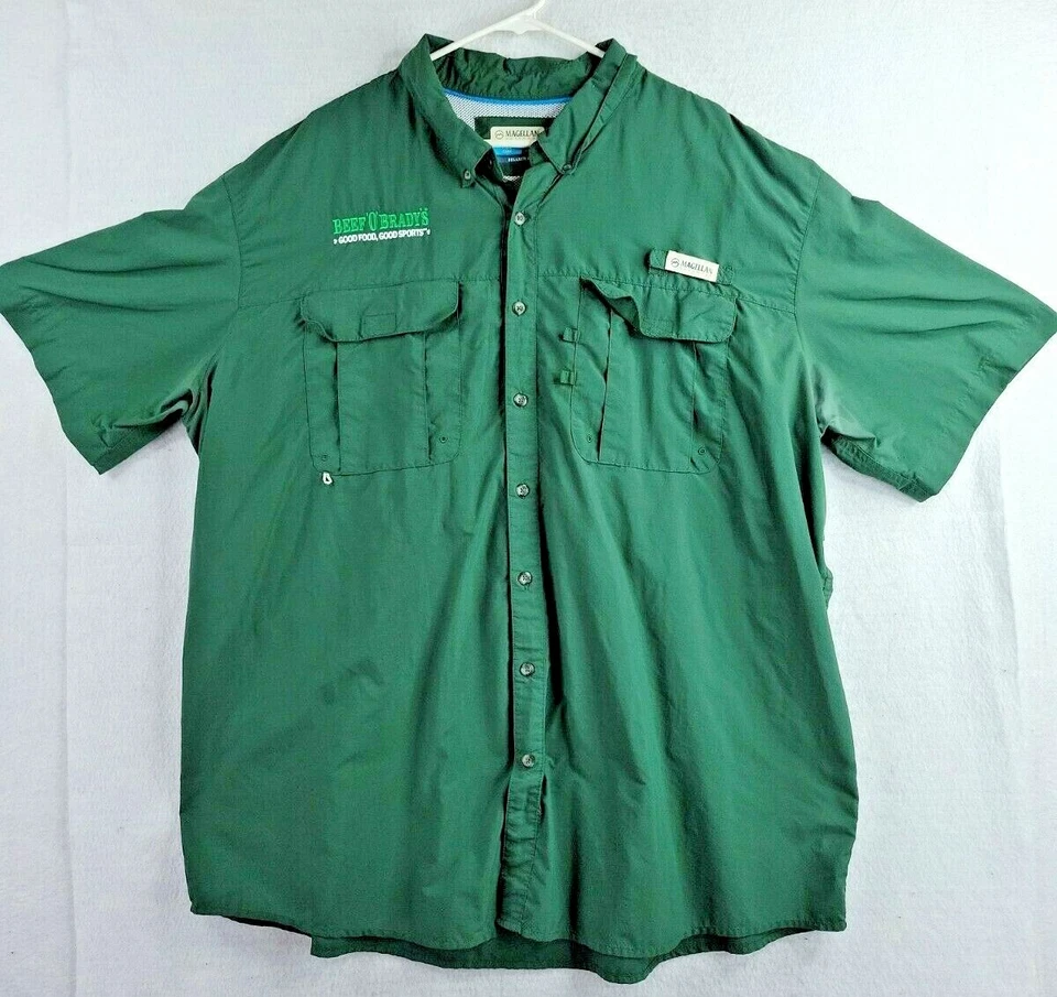 Camisa Magellan Beef O'Bradys Logo Verde Ligera Manga Corta Para Hombres 3XL Foto 1 de 4