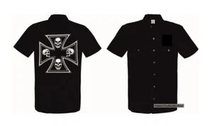Chemise de Travailleur 2 Nuances Tête de Mort Fer Kreuz-&tattoomotiv Modèle Ek - Picture 1 of 1