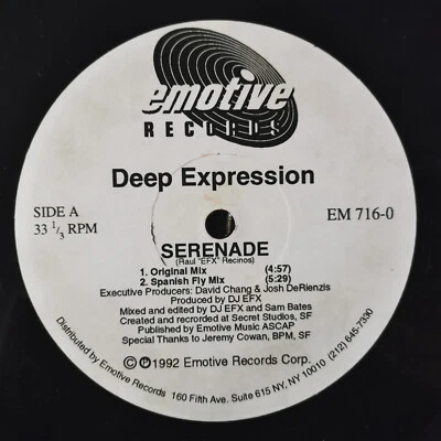Deep Expression – Serenade – Selfish - Vinyle, 12", 33 ⅓ RPM - US 1992 - VG/EX - Photo 1/4