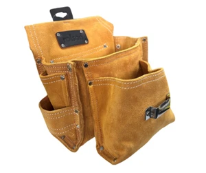 Large Nail Pouch Multi Pocket Heavy Duty Thick Suede Leather Base - Picture 1 of 12