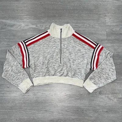 Sudadera FP Movement Free People Talla L Getting My Vibe Cremallera Corta Retro Gris Foto 1 de 4