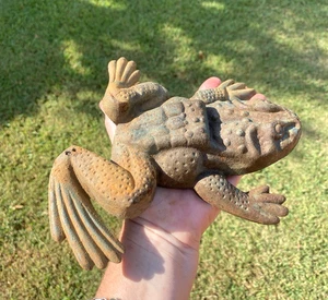 Vintage Cast Iron Frog Unusual Garden Porch Door Stop 4.3 pounds - Picture 1 of 15