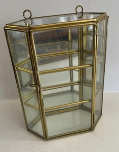 Vintage 3-Regal Messing & Glas Spiegel Curio Vitrine Vitrine ~ 8" hoch - Bild 1 von 4