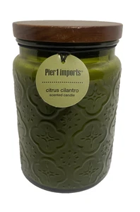 Pier 1 Imports Citrus Cilantro Scented 18 oz Single Wick Jar Candle Discontinued - Picture 1 of 10