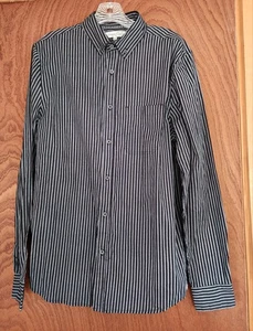 Sovereign Code Shirt Men Medium M Black Button Up Long Sleeve Cotton Striped - Picture 1 of 5