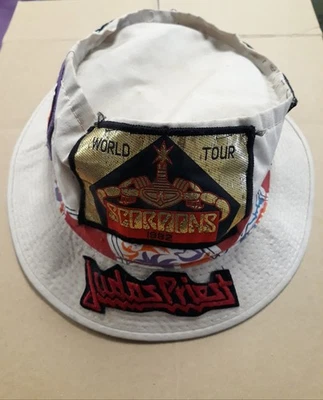 Sombrero de cubo vintage años 80 año con parches de concierto años 80 --SÚPER RARO--Algodón/poliéster. Foto 1 de 4