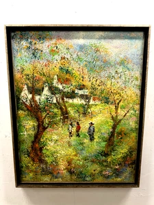 ORIGINAL QUALITY VINTAGE ART FARMERS COUNTRY IMPRESSIONISM POINTILLISM - Picture 1 of 12