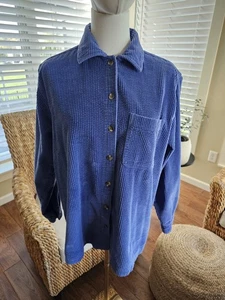 L.L Bean Damen Small Blau Wide Wale Komfort Cord Knopfleiste Hemd Taschen - Bild 1 von 8