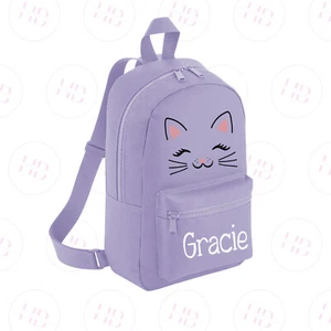 Personalised Cat Face Backpack Nursery Rucksack Kids Back To School Bag - Picture 1 of 13