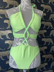 Damen fluoreszierend grün Badeanzug Bikini Größe M Uk 10 einmal getragen - Bild 1 von 4