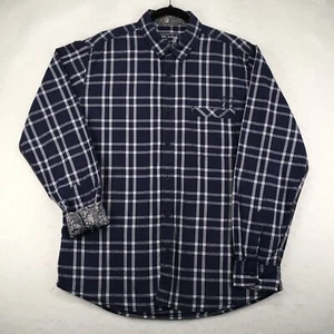 PEPE JEANS CO. LONDON Men's Shirt Size XL Plaid Blue Flip Cuff Front Pocket - Picture 1 of 13