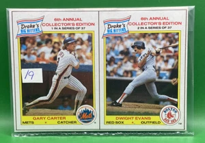 1986 Drakes Panel Gary Carter Dwight Evans NY Mets Red Sox #019 - Picture 1 of 1