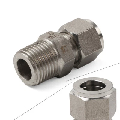 Compression Tube Fitting 1/2 NPT Male x ��1/2 Tube OD with Double Ferrules - Image 1 of 4