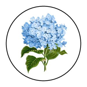 60 Blue hydrangea  labels envelope seal gold crown stickers - Picture 1 of 1