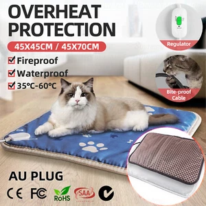 Electric Pet Heat Mat Heated Pad Dog Cat Heating Blanket Bed Waterproof 45/70cm - Picture 1 of 76