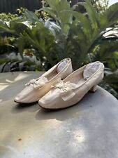 Antique Victorian Edwardian Wedding Bridal Cream Silk Slippers Shoes