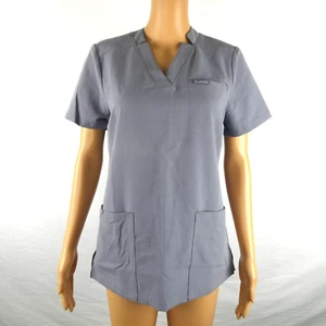 Jaanuu grau grau 3 Taschen V-Ausschnitt Peeling Top Shirt Relaxed Medical NEU ohne Etikett S - Bild 1 von 11