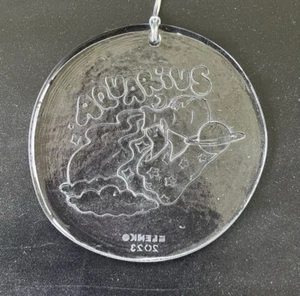 Blenko Glass Large Suncatcher - Aquarius - Crystal - 6" - Picture 1 of 10