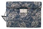 Dolce & Gabbana Blue Silver Jacquard Leather Document Briefcase Bag