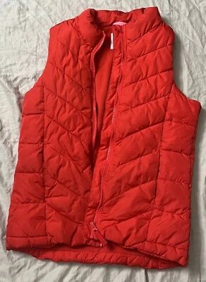 Old Navy red frost free sleeveless full zip puffer jacket girls XL pre owned - Image 1 of 4