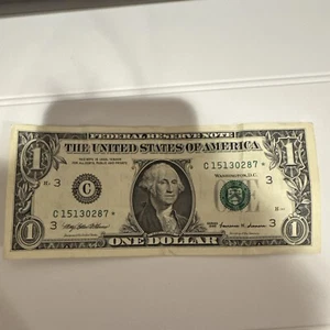US $1 Dollar Bill Star Note Money Series 1999 A C15130287 - Picture 1 of 2