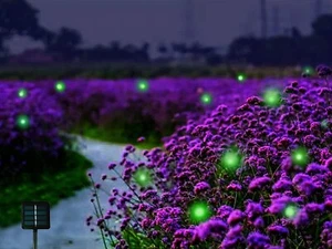Outdoor Solar Powered Firefly Lights Bugs with 9 Bee Flickering Fireflies String - Picture 1 of 7
