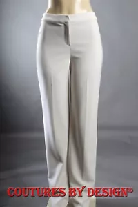 St John Knits Marocain Crepe Unhemmed Slacks Linen Size 4 NWT MSRP $ 395 - Picture 1 of 2