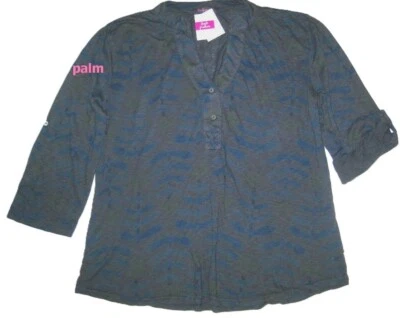 FRESH PRODUCE Small Gray $65 Dragonfly Buttonside Cotton Henley Top NWT New S - Image 1 of 4