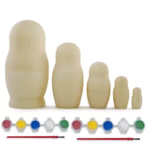 Juego de 5 muñecas anidadoras de madera sin terminar con pinturas hágalo usted mismo... un poco de 5,75 pulgadas - Imagen 1 de 4
