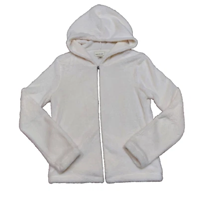 Sudadera con capucha borrosa Belle Du Jour Juniors (marfil, pequeña) súper suave de piel sintética cremallera completa Foto 1 de 4