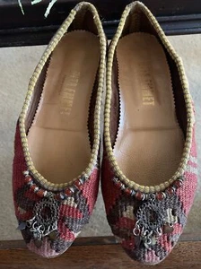 Rita Emmet Multicolor Woven 7.5 Flat Loafers Beads And Charms Hand Made Turkey - Picture 1 of 14