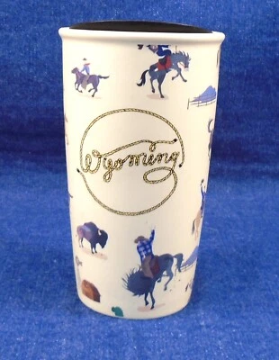Starbucks Ceramic Double Wall Collectible Wyoming Coffee Travel Tumbler 12 oz - Image 1 of 4