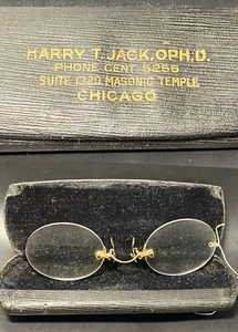 VINTAGE EYEGLASSES w/ CASE | MASONIC TEMPLE CHICAGO | HARRY T. JACK, OPH.D - Picture 1 of 9