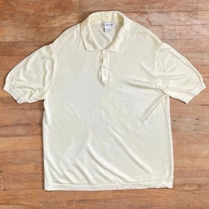 Vintage Herren Feinstrick Shirt Gr. Medium 90er Creme Baumwolle/Rayon Argyle Polo - Bild 1 von 3