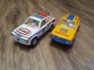 2 x Vintage Scalextric Ford Escort 1/32 scale Slot cars Texaco Supa Snaps - Picture 1 of 5