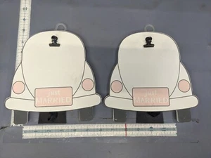 Lot of 2 "Just Married" Back End of Car Picture Card Announcement Holder w Clip - Picture 1 of 6
