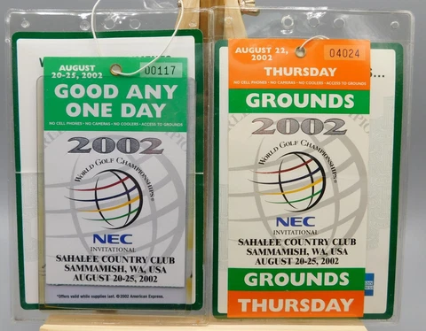 2002 NEC Invitational Ticket/Pass Lot of 2 - Tiger Woods Cover