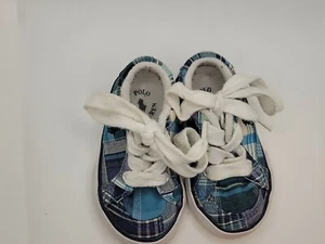 Ralph Lauren Polo karierte Canvas Schnürschuhe Säugling/Kleinkind Größe 4. (B) - Bild 1 von 4