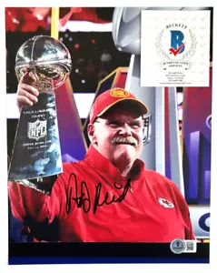 COACH ANDY REID SIGNED 8X10 PHOTO KANSAS CITY CHIEFS SUPER BOWL NFL CHAMPION BAS - Picture 1 of 2