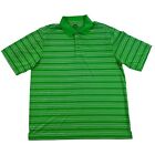 Slazenger Men's Size L Green Striped Polo Shirt Short Sleeve Golf 100% Polyester