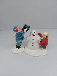 Dept 56 Boy & Girl Building A Snowman - 2 Piece SET - Picture 1 of 16