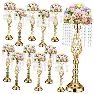 12 Pcs Gold Wedding Centerpieces for Table Gold Crystal Flower Stand 19.3 - Picture 1 of 8