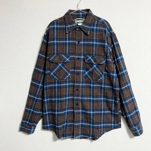 Sugar Cane Flannel Shirt, Long Sleeve, Plaid Ombre, Size L - Picture 1 of 7