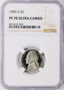 1985-S 5c Jefferson Nickel NGC PF70 UCAM Ultra Cameo PROOF Frosty Beautiful - Picture 1 of 4